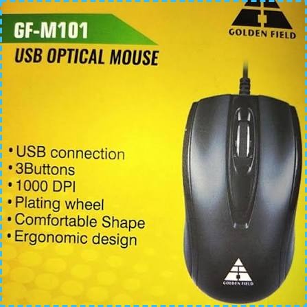 GOLDEN FIELD GF-M101 BLACK COLOR,1000 DPI USB WIRED MOUSE